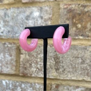 Blush Pink Chunky C Marble Acrylic Earrings